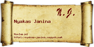 Nyakas Janina névjegykártya